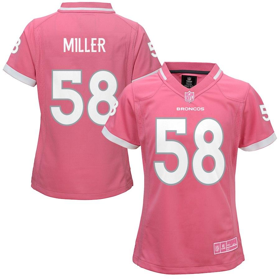 Girls Youth Denver Broncos Von Miller Pink Bubble Gum Jersey