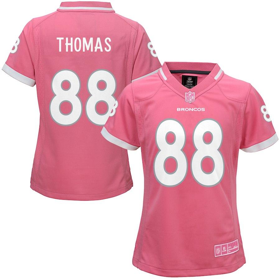 Girls Youth Denver Broncos Demaryius Thomas Pink Bubble Gum Jersey