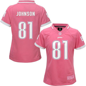 Girls Youth Detroit Lions Calvin Johnson Pink Bubble Gum Jersey