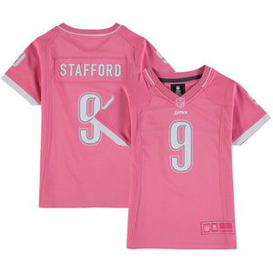 Girls Youth Detroit Lions Matthew Stafford Pink Bubble Gum Jersey