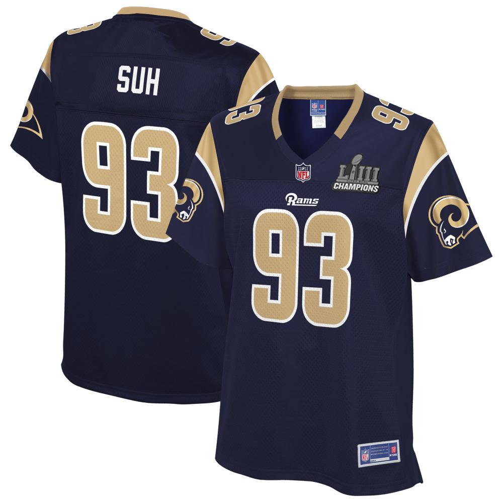 Ndamukong Suh Los Angeles Rams Super Bowl LIII 53 Champions Patch Football Women's Jersey - Navy - 2019
