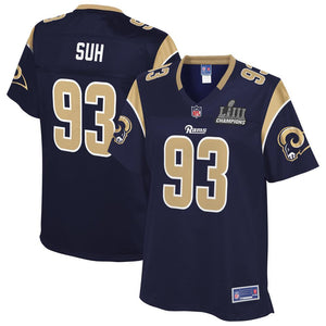 Ndamukong Suh Los Angeles Rams Super Bowl LIII 53 Champions Patch Football Women's Jersey - Navy - 2019