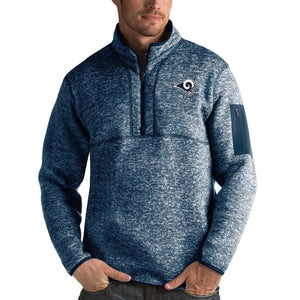 LOS ANGELES RAMS SUPER BOWL ANTIGUA FORTUNE QUARTER-ZIP PULLOVER JACKET – NAVY