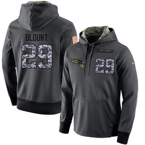 New England Patriots #29 BLOUNT Stitched Black Anthracite Salute to Service Player Performance Hoodie Super Bowl
