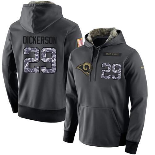 LOS ANGELES RAMS SUPER BOWL #29 DICKERSON STITCHED BLACK ANTHRACITE SALUTE TO SERVICE PLAYER PERFORMANCE HOODIE