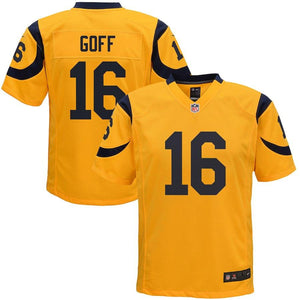 JARED GOFF LOS ANGELES RAMS SUPER BOWL YOUTH COLOR RUSH GAME JERSEY - GOLD 2018/2019