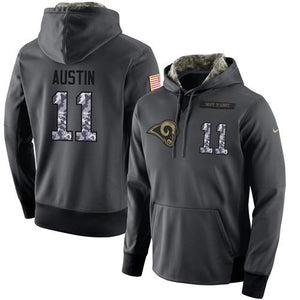 LOS ANGELES RAMS SUPER BOWL #11 AUSTIN STITCHED BLACK ANTHRACITE SALUTE TO SERVICE PLAYER PERFORMANCE HOODIE