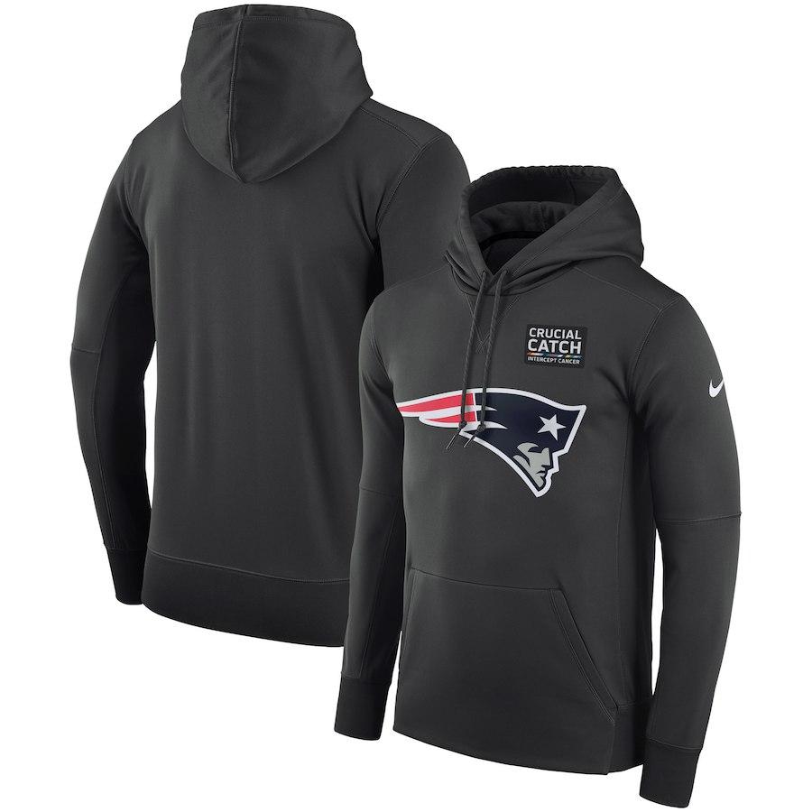 Men's New England Patriots Anthracite Crucial Catch Performance Hoodie Super Bowl