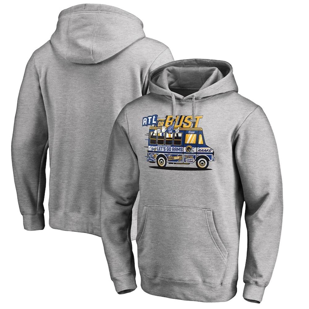 LOS ANGELES RAMS NFL SUPER BOWL LIII BOUND ATL OR BUST PULLOVER HOODIE – HEATHER GRAY