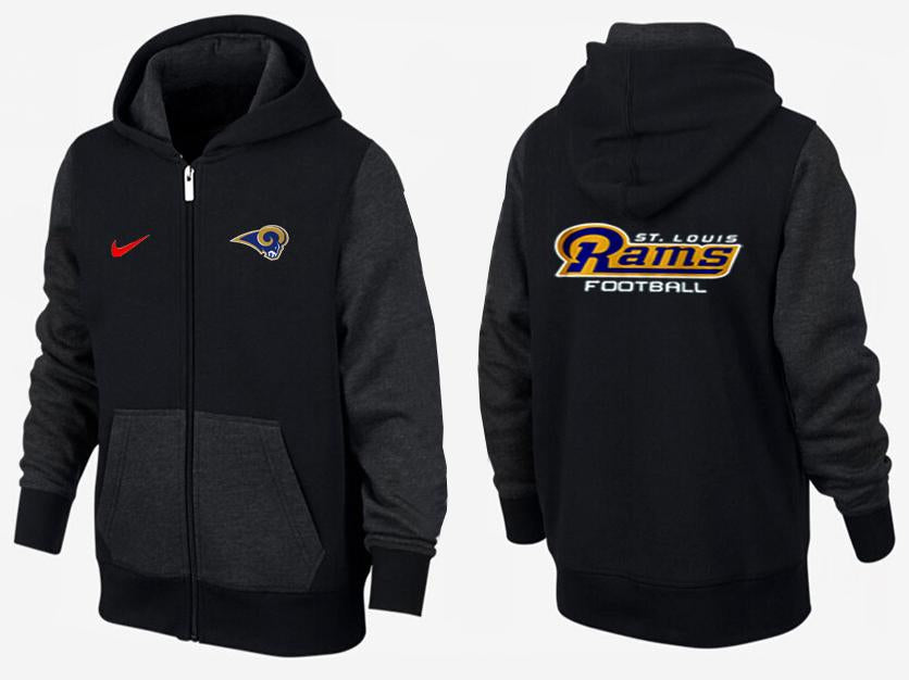 LOS ANGELES RAMS  SUPER BOWL FOOTBALL BLACK FULL-ZIP HOODIE CHRISTMAS GIFT