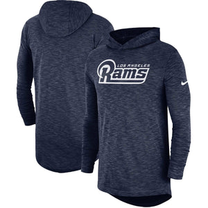 LOS ANGELES RAMS SUPER BOWL NAVY SIDELINE SLUB PERFORMANCE HOODED LONG SLEEVE T-SHIRT CHRISTMAS GIFT