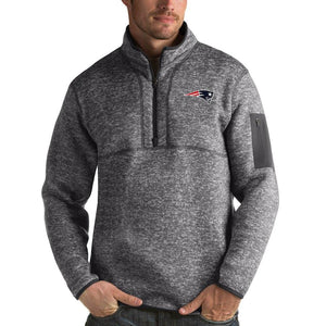 New England Patriots Antigua Fortune Quarter-Zip Pullover Jacket – Charcoal Super Bowl