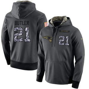 New England Patriots #21 BUTLER Stitched Black Anthracite Salute to Service Player Performance Hoodie Super Bowl