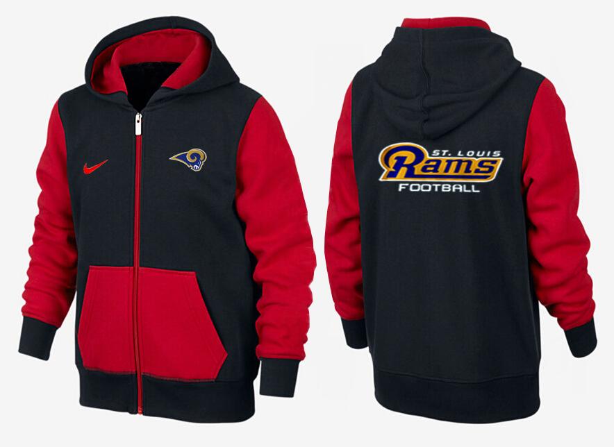 LOS ANGELES RAMS SUPER BOWL FOOTBALL BLACK AND RED FULL-ZIP HOODIE CHRISTMAS GIFT