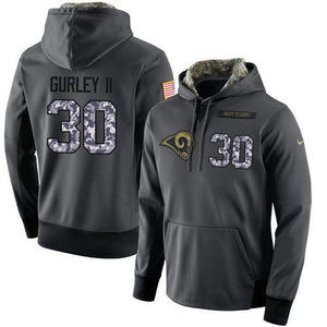 LOS ANGELES RAMS SUPER BOWL #30 GURLEY II STITCHED BLACK ANTHRACITE SALUTE TO SERVICE PLAYER PERFORMANCE HOODIE
