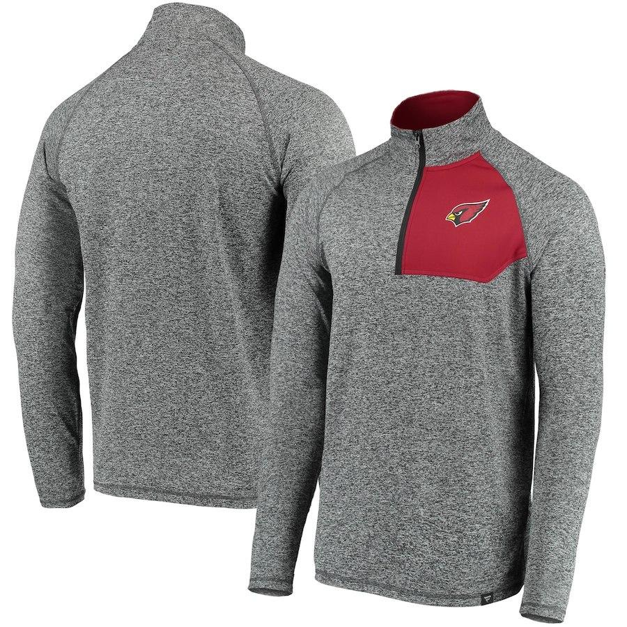 Men's Arizona Cardinals NFL Pro Line by Fanatics Branded Heathered Charcoal Static Synthetic Quarter-Zip Pullover Jacket