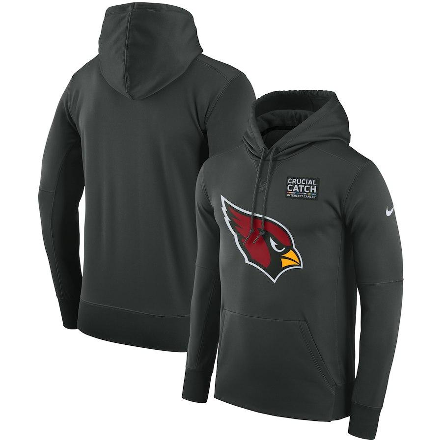 Men's Arizona Cardinals Nike Anthracite Crucial Catch Performance Hoodie