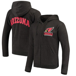 Men's Arizona Cardinals Heathered Charcoal Quarterback Full-Zip Hoodie