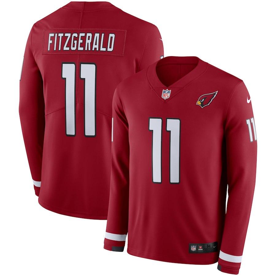 Men's Arizona Cardinals Larry Fitzgerald Nike Cardinal Therma Long Sleeve Jersey