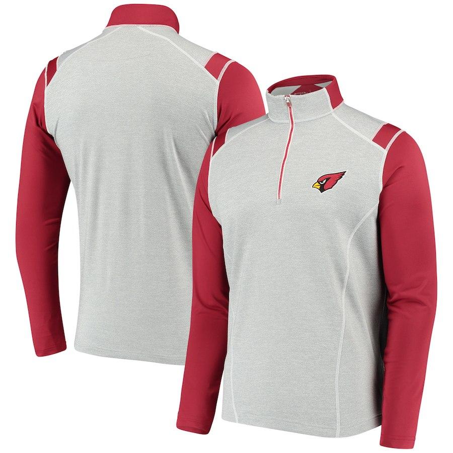Men's Arizona Cardinals Antigua Cardinal/Heathered Gray Automatic Quarter-Zip Jacket