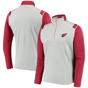 Men's Arizona Cardinals Antigua Cardinal/Heathered Gray Automatic Quarter-Zip Jacket