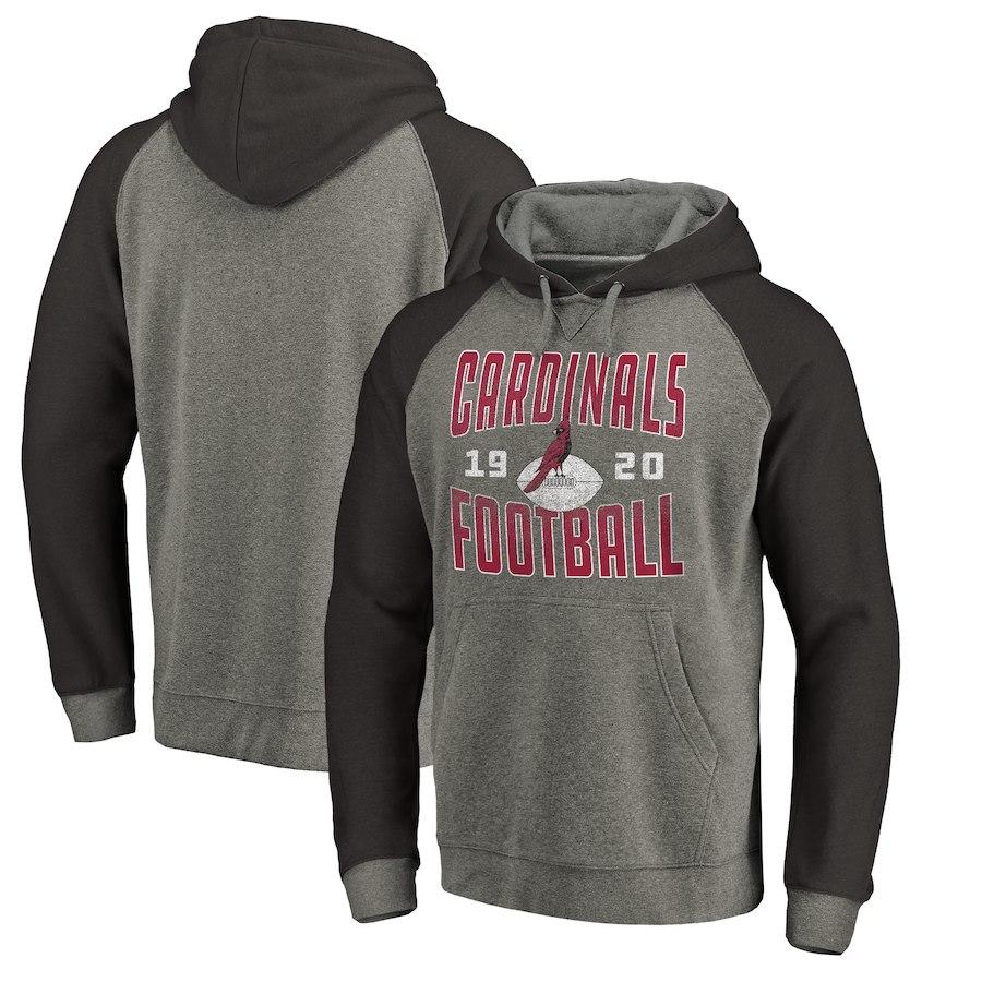 Men's Arizona Cardinals NFL Pro Line by Fanatics Branded Ash Timeless Collection Antique Stack Big & Tall Tri-Blend Hoodie