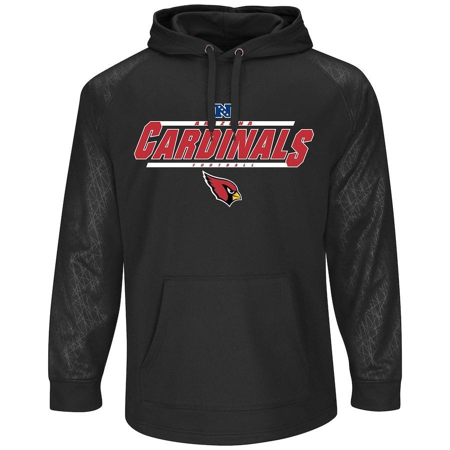 Mens Arizona Cardinals Majestic Black Synthetic Pullover Hoodie