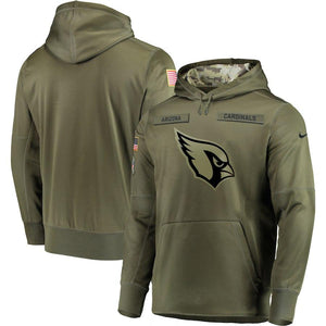Men's Arizona Cardinals Nike Olive Salute to Service Sideline Therma Performance Pullover Hoodie