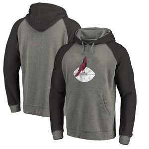 Men's Arizona Cardinals NFL Pro Line by Fanatics Branded Gray/Black Throwback Logo Big & Tall Tri-Blend Raglan Pullover Hoodie