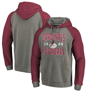 Men's Arizona Cardinals NFL Pro Line by Fanatics Branded Ash Timeless Collection Antique Stack Tri-Blend Raglan Pullover Hoodie