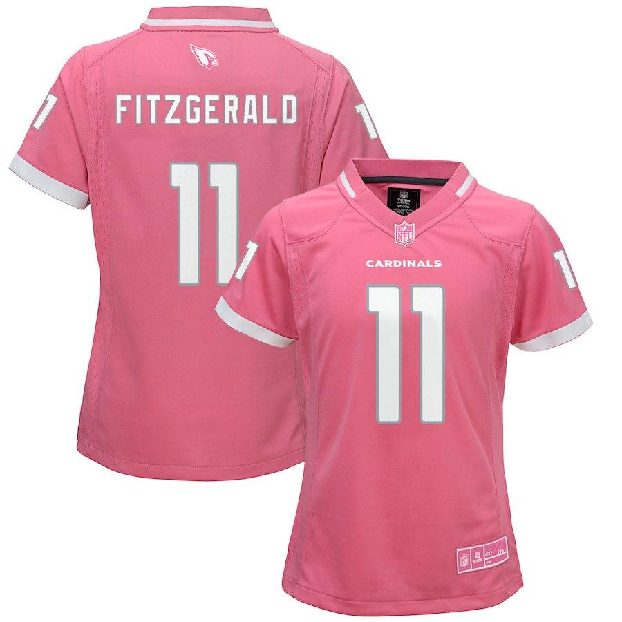 Girls Youth Arizona Cardinals Larry Fitzgerald Pink Fashion Bubble Gum Jersey