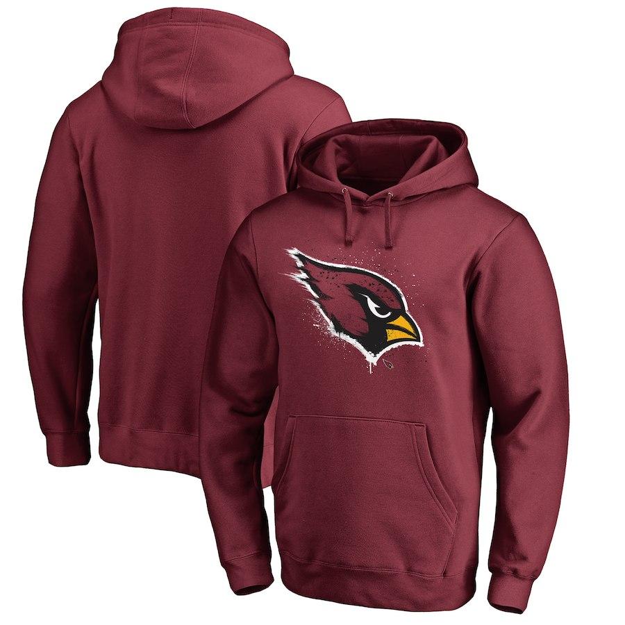 Men's Arizona Cardinals NFL Pro Line by Fanatics Branded Cardinal Splatter Logo Pullover Hoodie