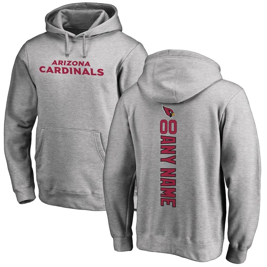 Men's Arizona Cardinals NFL Pro Line Ash Personalized Backer Pullover Hoodie
