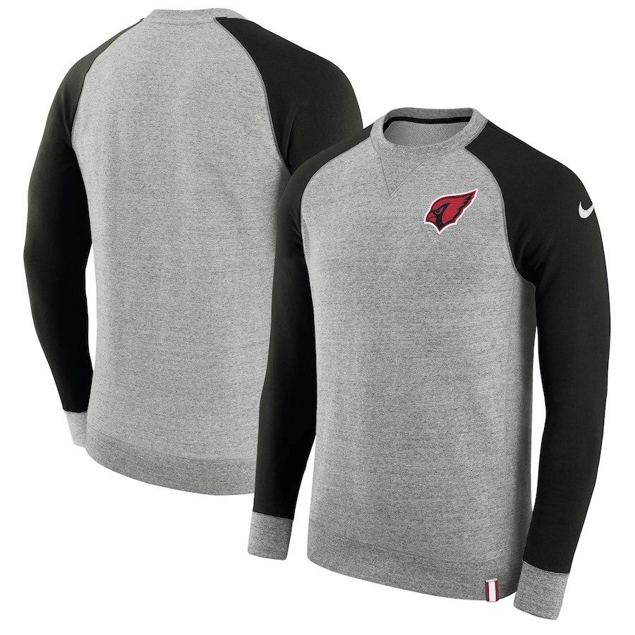Men's Arizona Cardinals Nike Heathered Gray/Black AW77 French Terry Pullover Sweatshirt