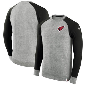 Men's Arizona Cardinals Nike Heathered Gray/Black AW77 French Terry Pullover Sweatshirt