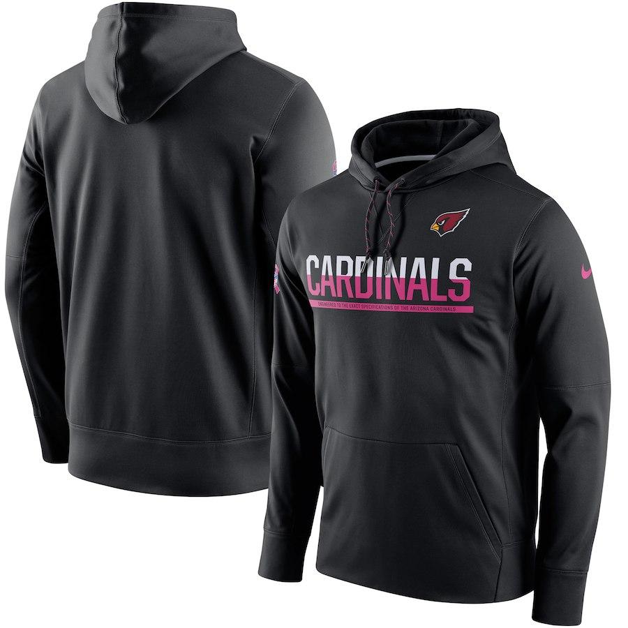 Men's Arizona Cardinals Nike Breast Cancer Awareness Circuit Performance Black Pullover Hoodie