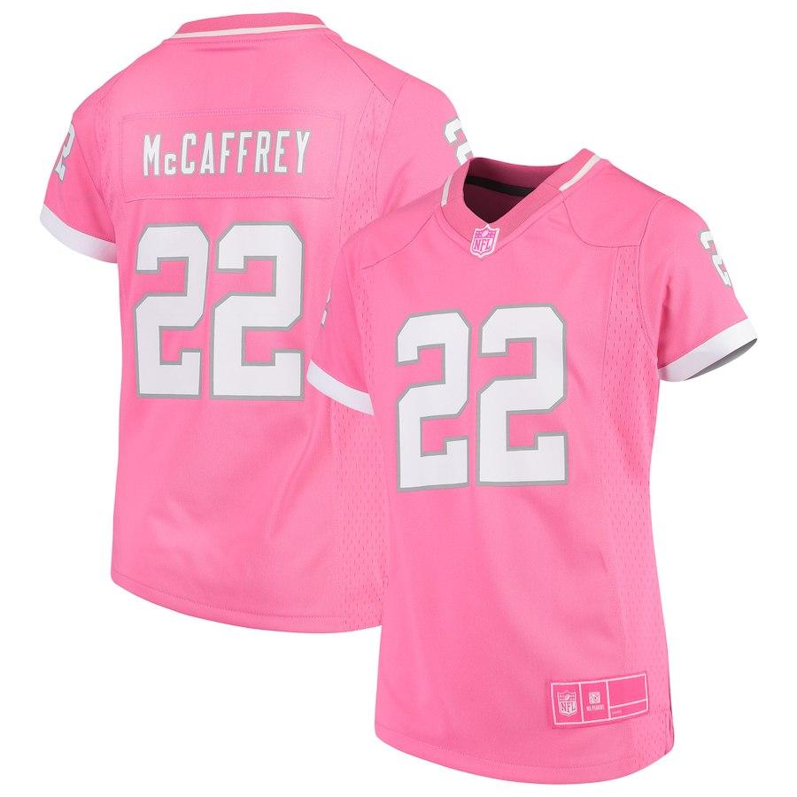 Girls Youth Christian McCaffrey Pink Carolina Panthers Fashion Bubble Gum Jersey