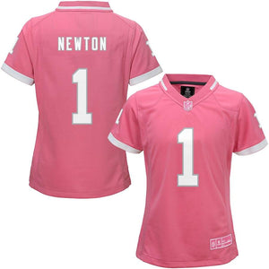 Girls Youth Carolina Panthers Cam Newton Pink Bubble Gum Jersey
