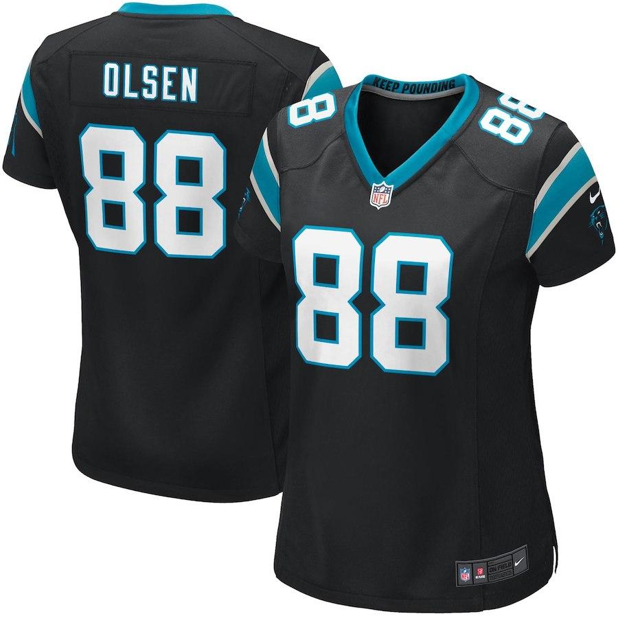Girls Youth Carolina Panthers Greg Olsen Nike Black Game Jersey