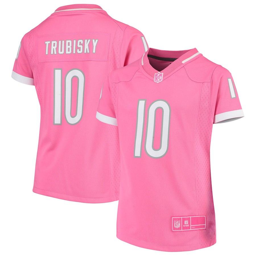 Girls Youth Mitchell Trubisky Pink Chicago Bears Fashion Bubble Gum Jersey