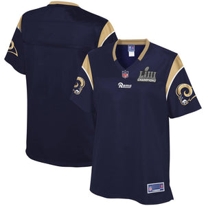 Los Angeles Rams Super Bowl LIII 53 Champions Patch Football Women's Jersey - Navy - 2019