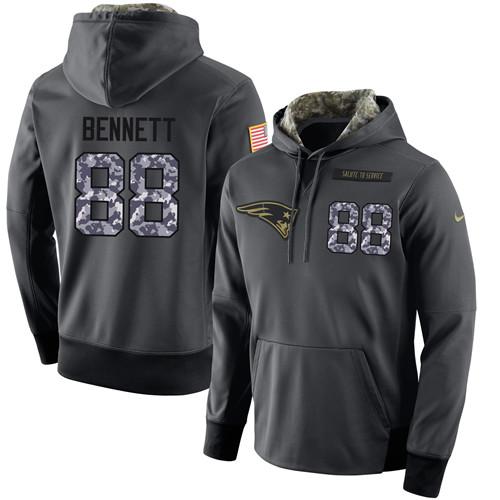 New England Patriots #88 BENNETT Stitched Black Anthracite Salute to Service Player Performance Hoodie Super Bowl