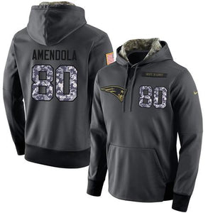 New England Patriots #80 AMENDOLA Stitched Black Anthracite Salute to Service Player Performance Hoodie Super Bowl