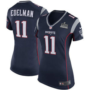 Julian Edelman New England Patriots Super Bowl LIII 53 Champions Patch Football Women's Jersey - Navy Blue - 2019