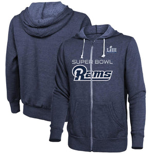 LOS ANGELES RAMS NFL SUPER BOWL LIII BOUND STACKED FULL-ZIP HOODIE – NAVY