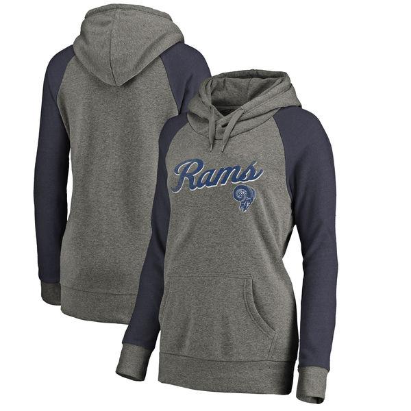 LOS ANGELES RAMS SUPER BOWL PRO LINE WOMEN'S TIMELESS COLLECTION RISING SCRIPT TRI-BLEND HOODIE - ASH