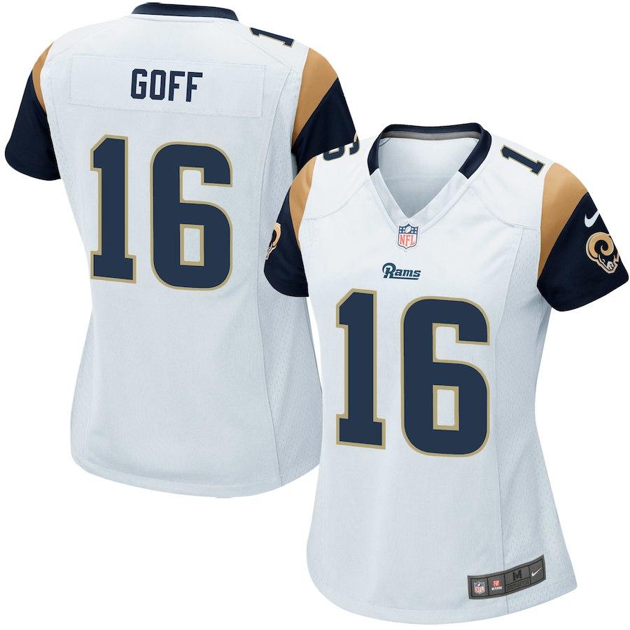JARED GOFF LOS ANGELES RAMS SUPER BOWL WOMEN'S GAME JERSEY - WHITE