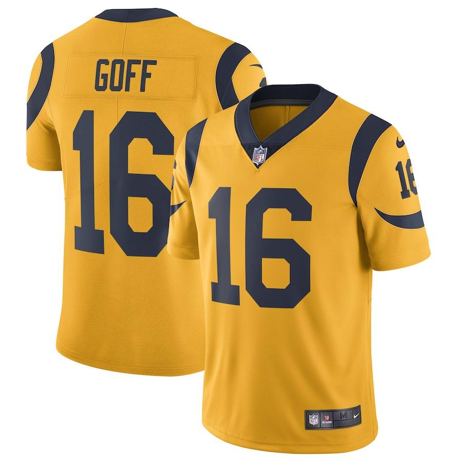 JARED GOFF LOS ANGELES RAMS SUPER BOWL VAPOR UNTOUCHABLE COLOR RUSH PLAYER JERSEY - GOLD