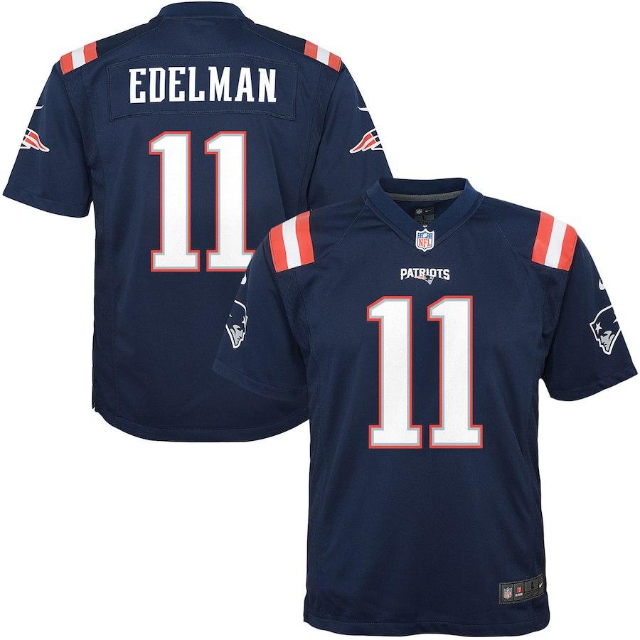 Julian Edelman New England Patriots Youth Color Rush Game Jersey - Navy 2018/2019 Super Bowl