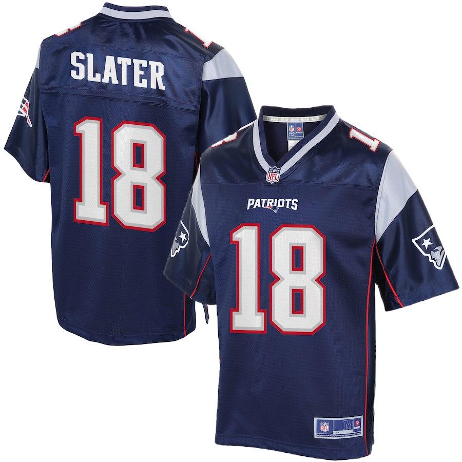 Men's New England Patriots Matthew Slater Pro Line Navy Team Color Jersey 2018/2019 Super Bowl
